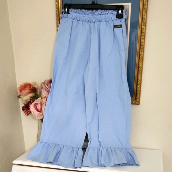 Maltilda Jane Girls Size 12  Light Blue Ruffle Hem Pants Casual Summer Pants - Picture 1 of 7